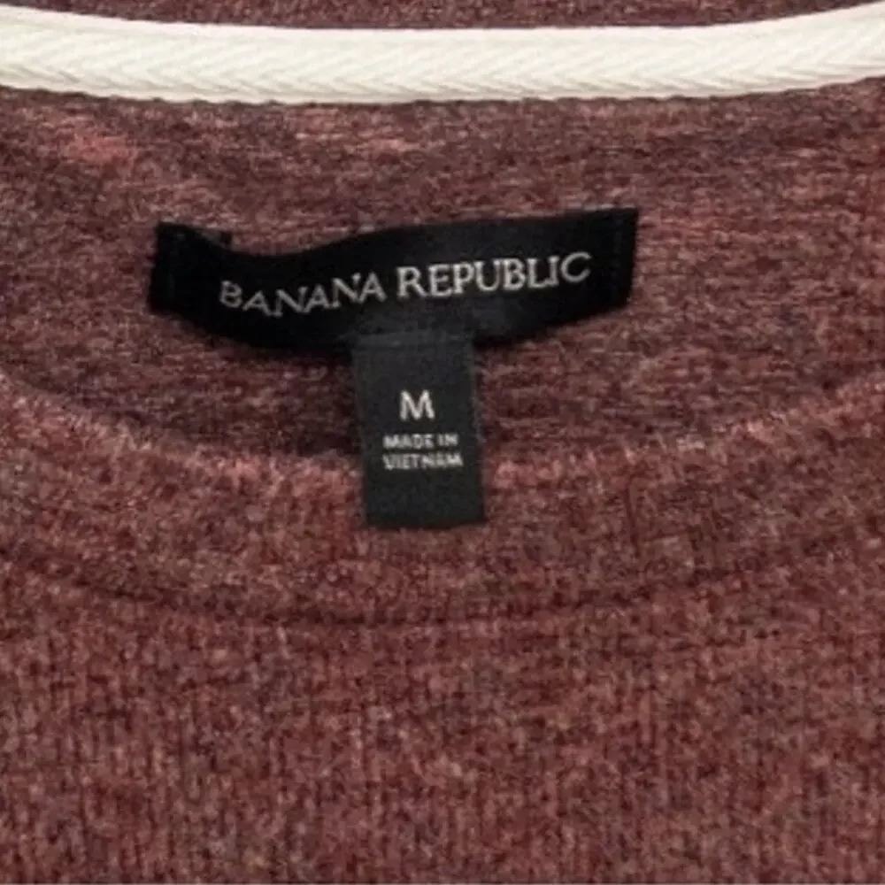 Banana Republic Men's Crewneck Waffle Knit Sweater Burgundy Elbow Patches Medium
